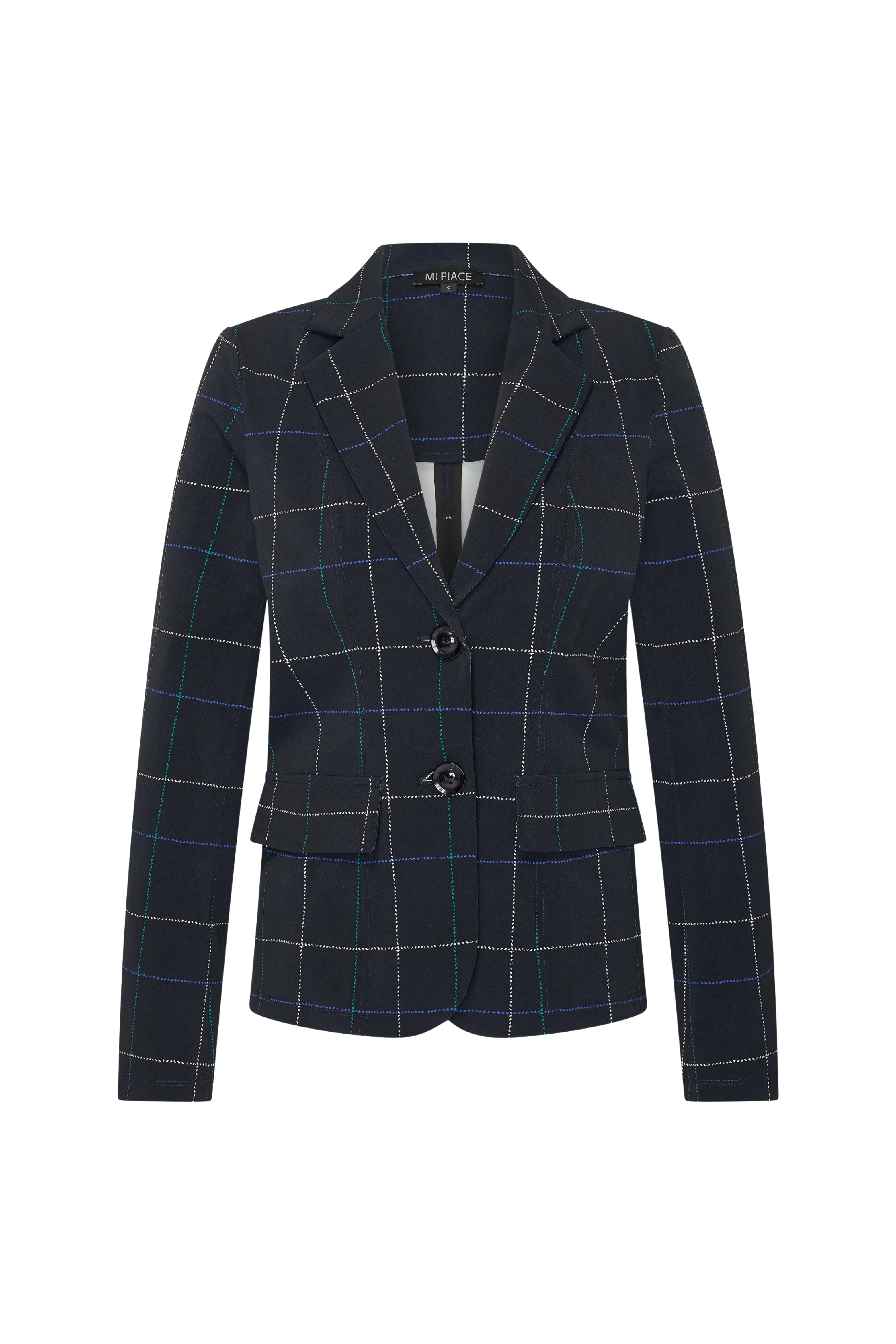 Travel Blazer Herringbone Print Dark Blue Petrol 202015 - Image 2
