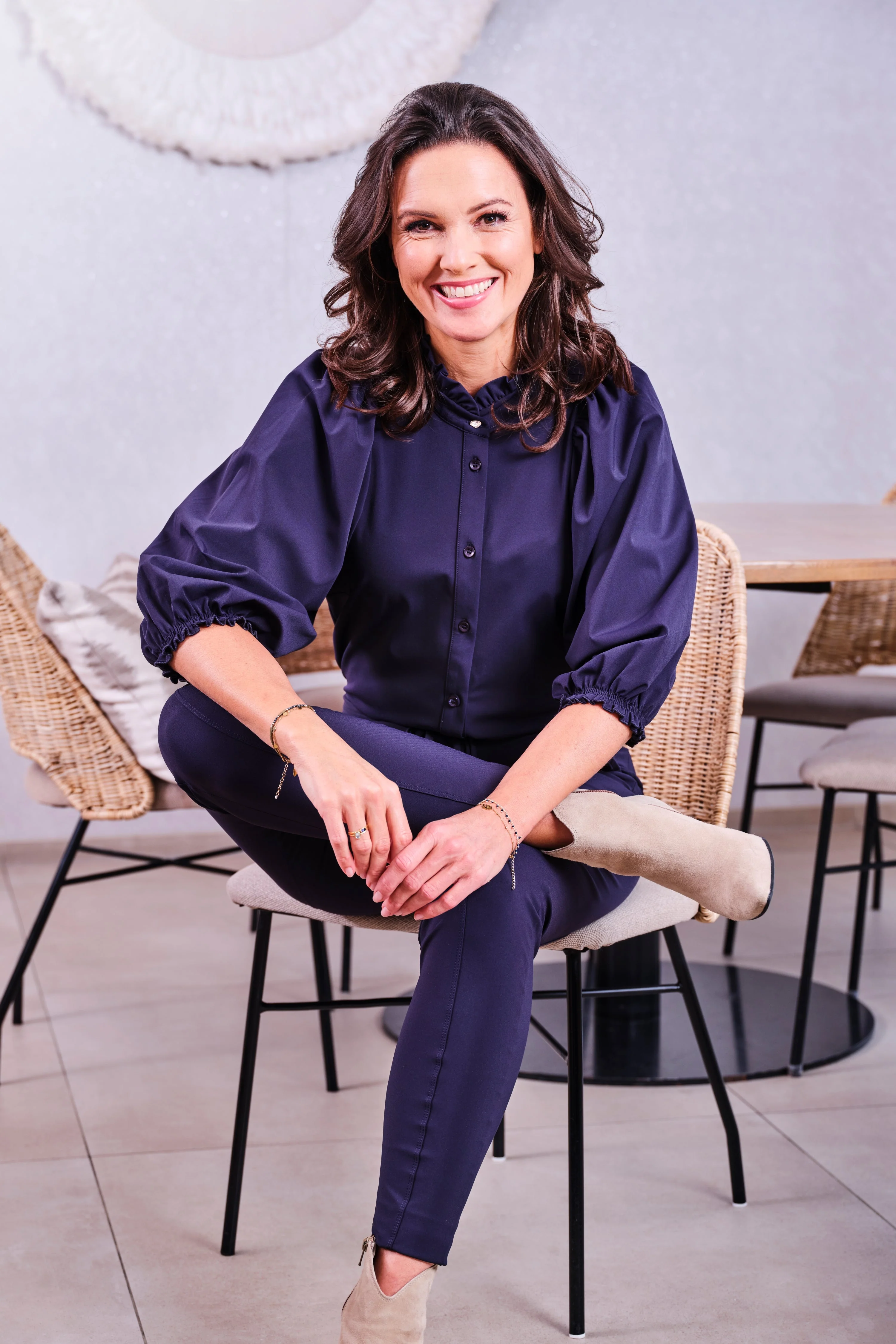 Travel Blouse Ballon Mouw Navy 202532 - Image 4