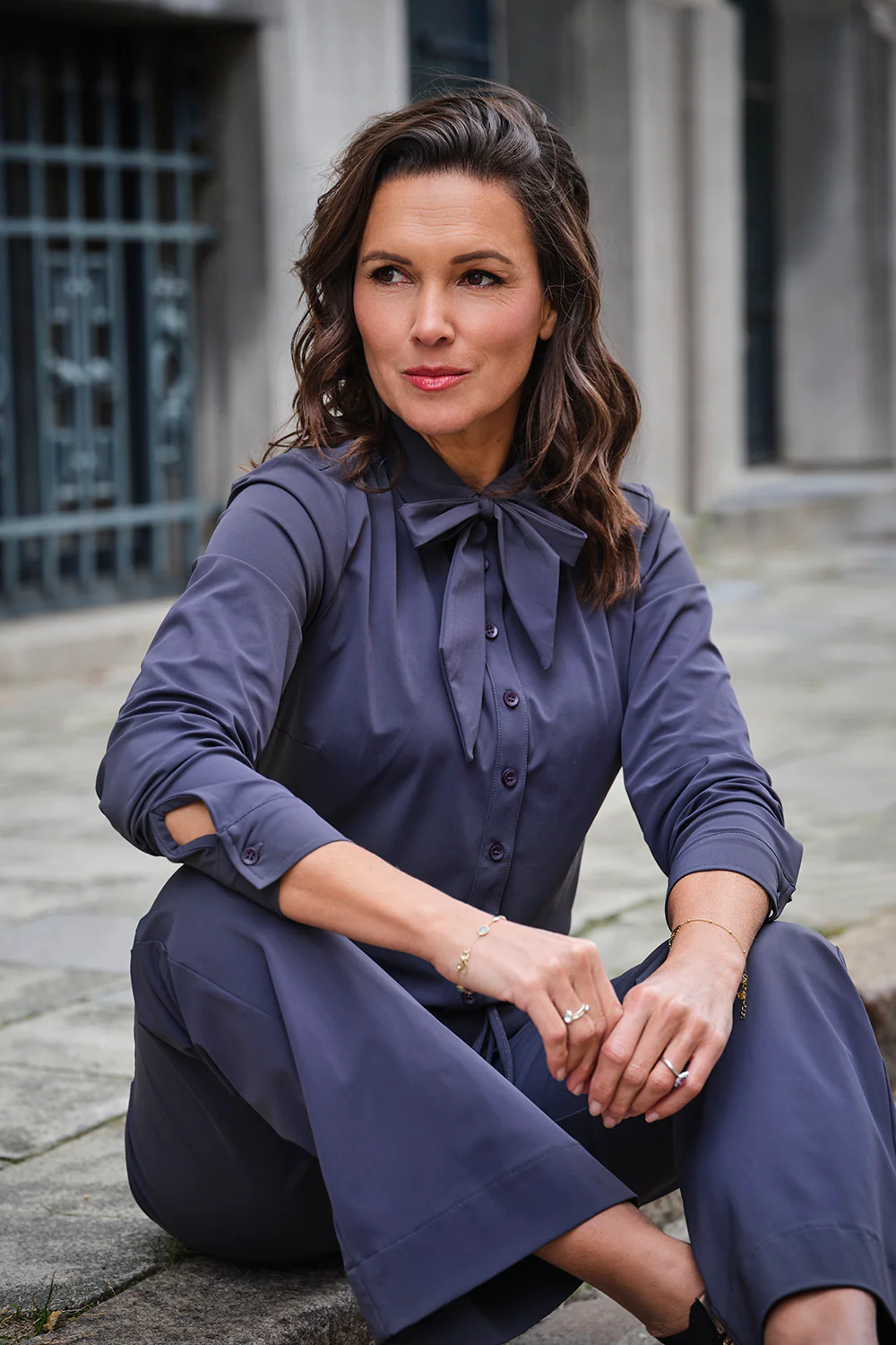 Travel Blouse Bow Dark Grey 202709 - Image 3