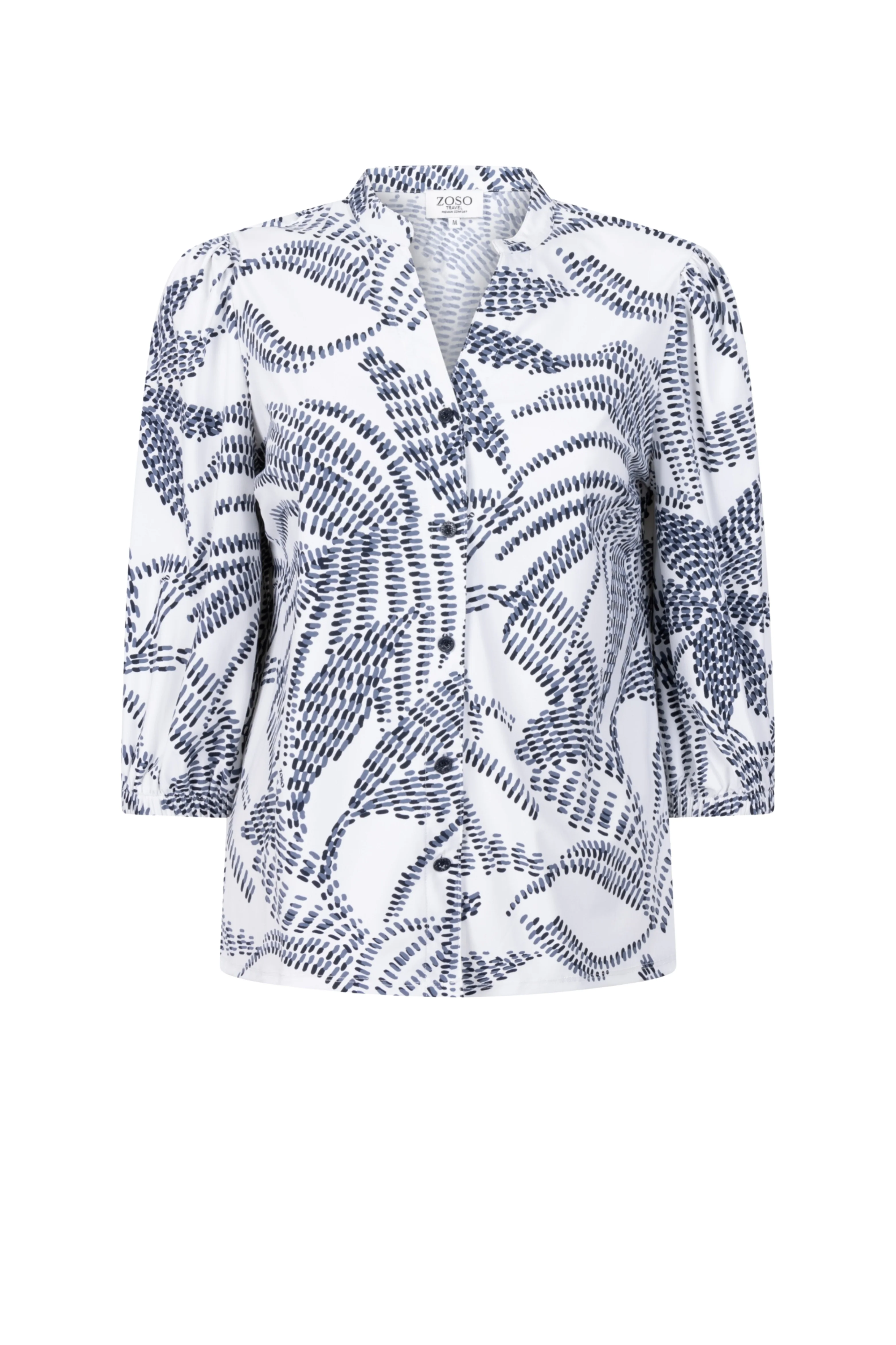 Travel Blouse Leonie White Navy 262