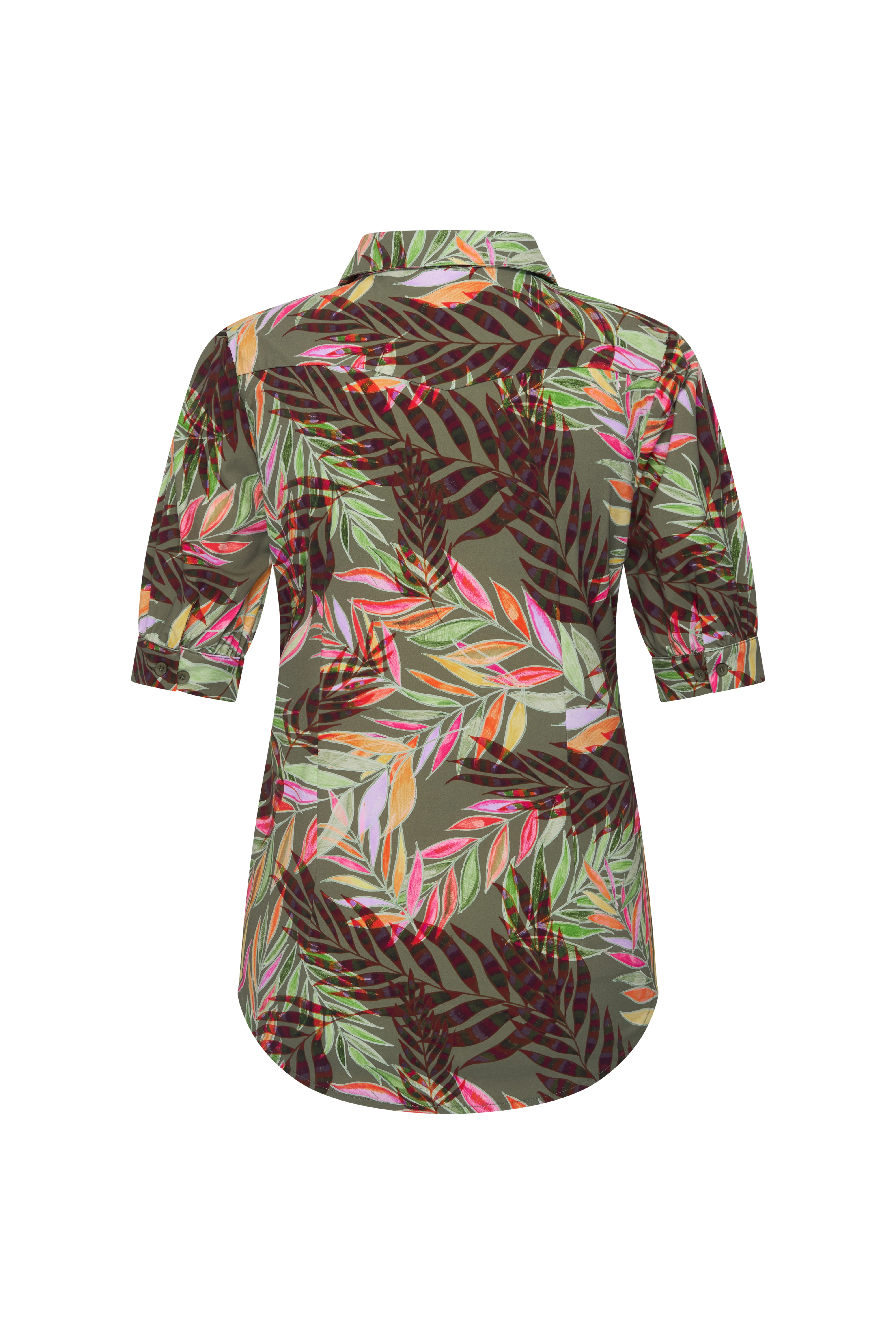 Travel Blouse Puff Pencil Branches Print Olive 202270 - Image 3