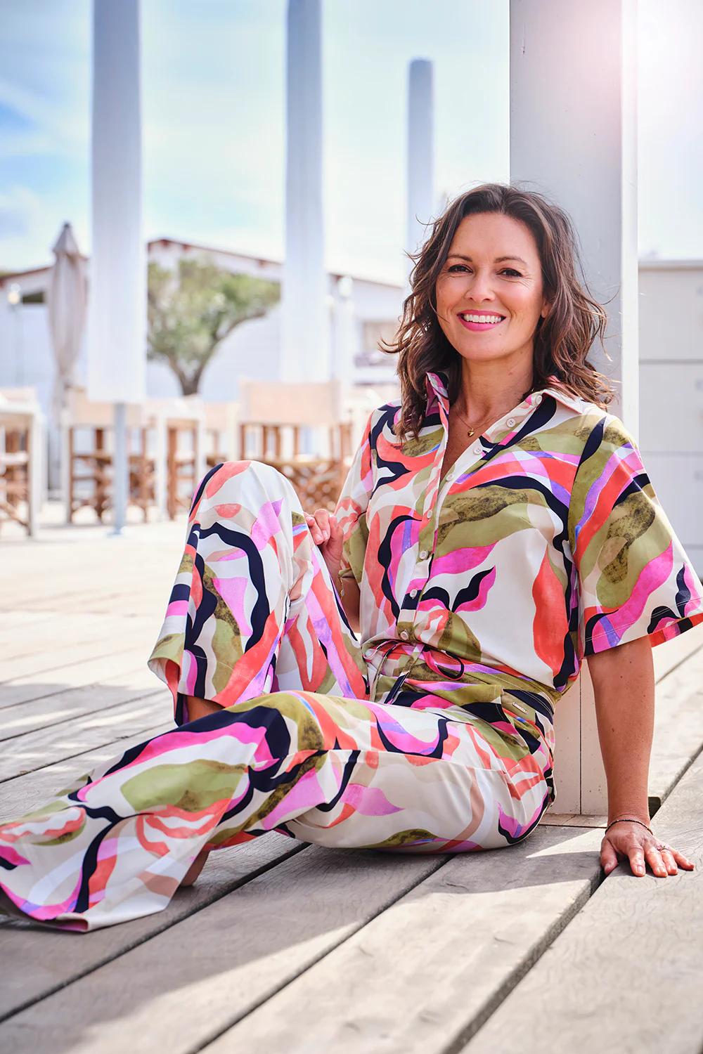 Travel Blouse Wijde Mouw Picasso Print Multicolour 202502