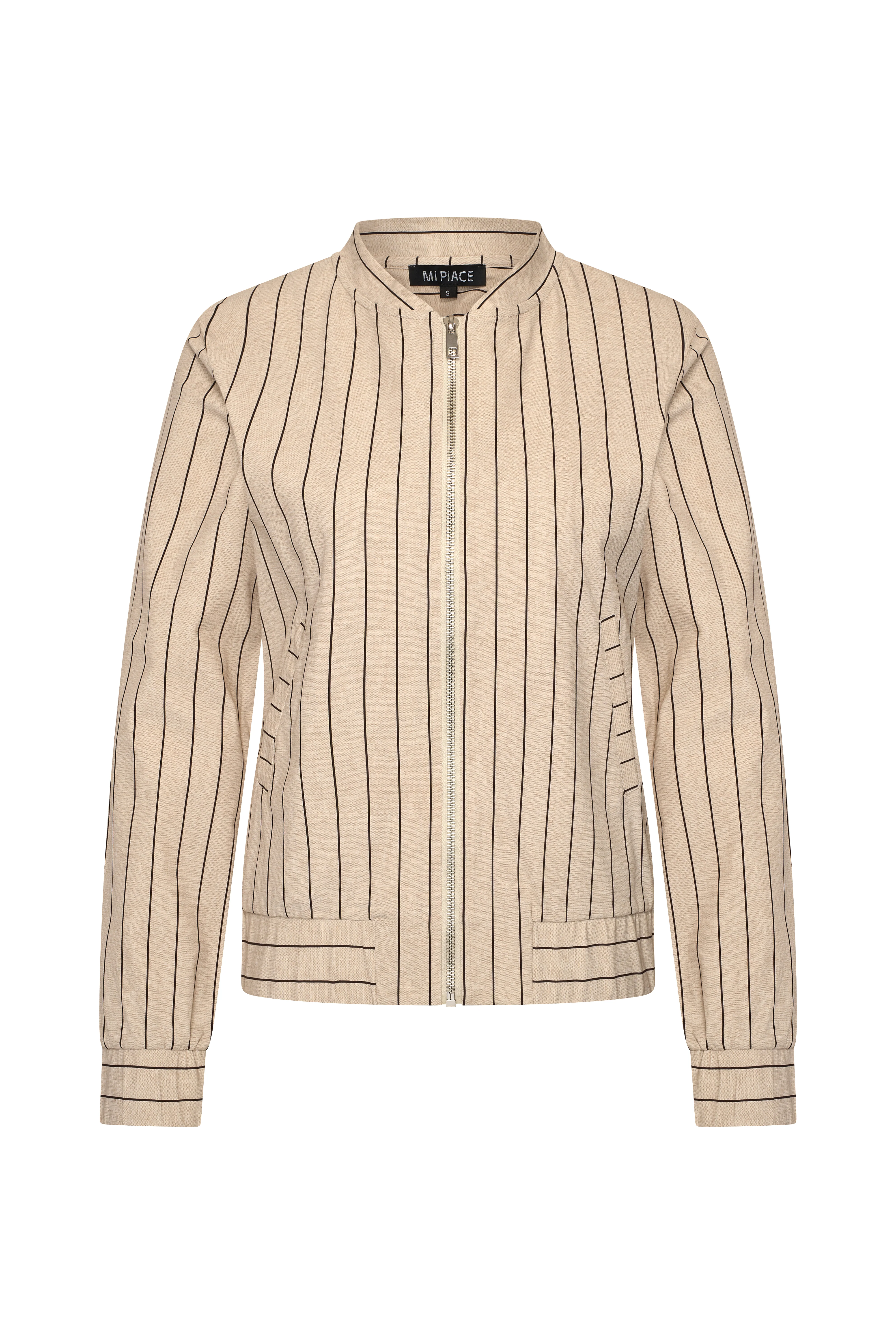 Travel Jacket Classic Stripe Print Latte 202463 - Image 2