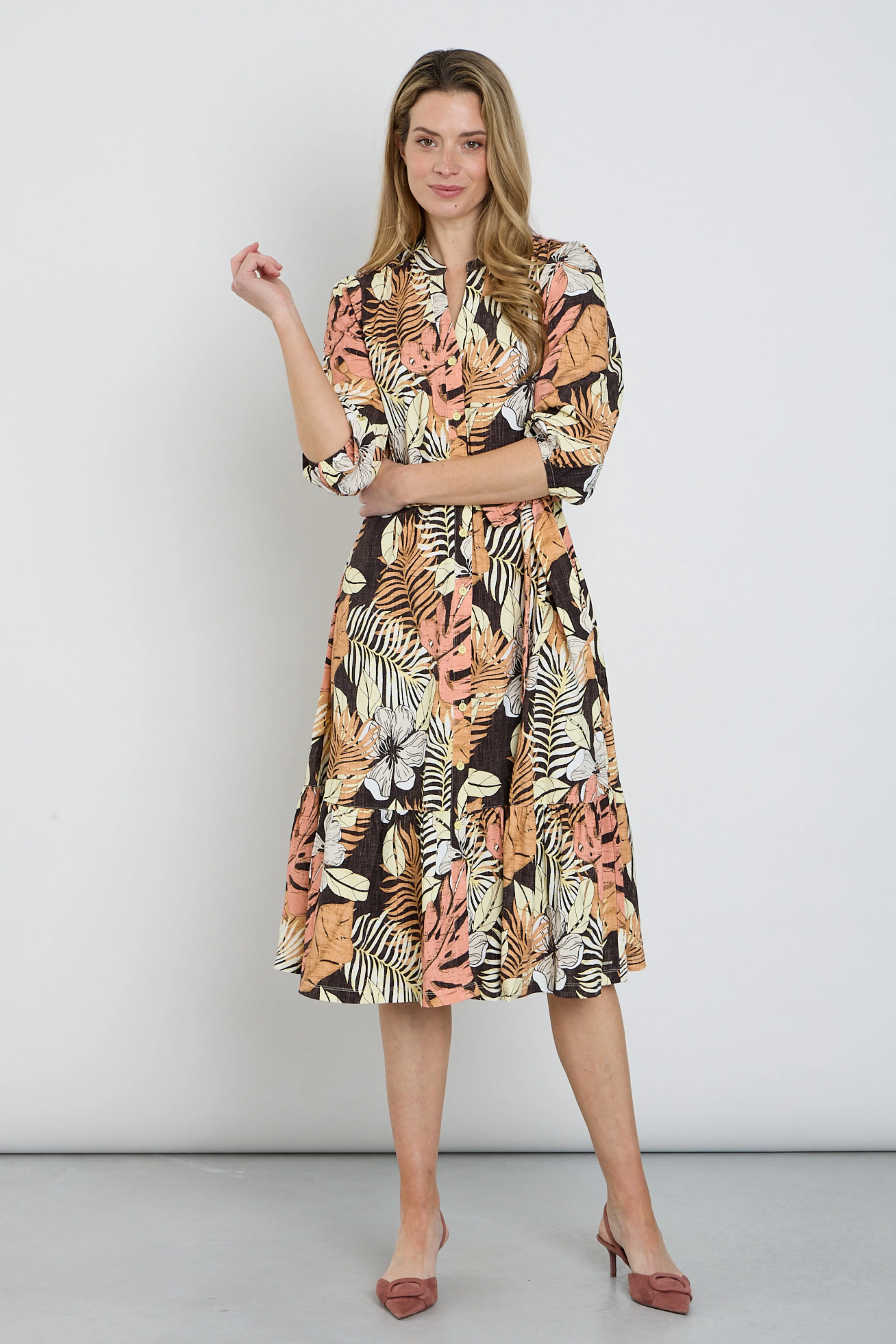 Travel Jurk Botanical Print Espresso 202808 - Image 2