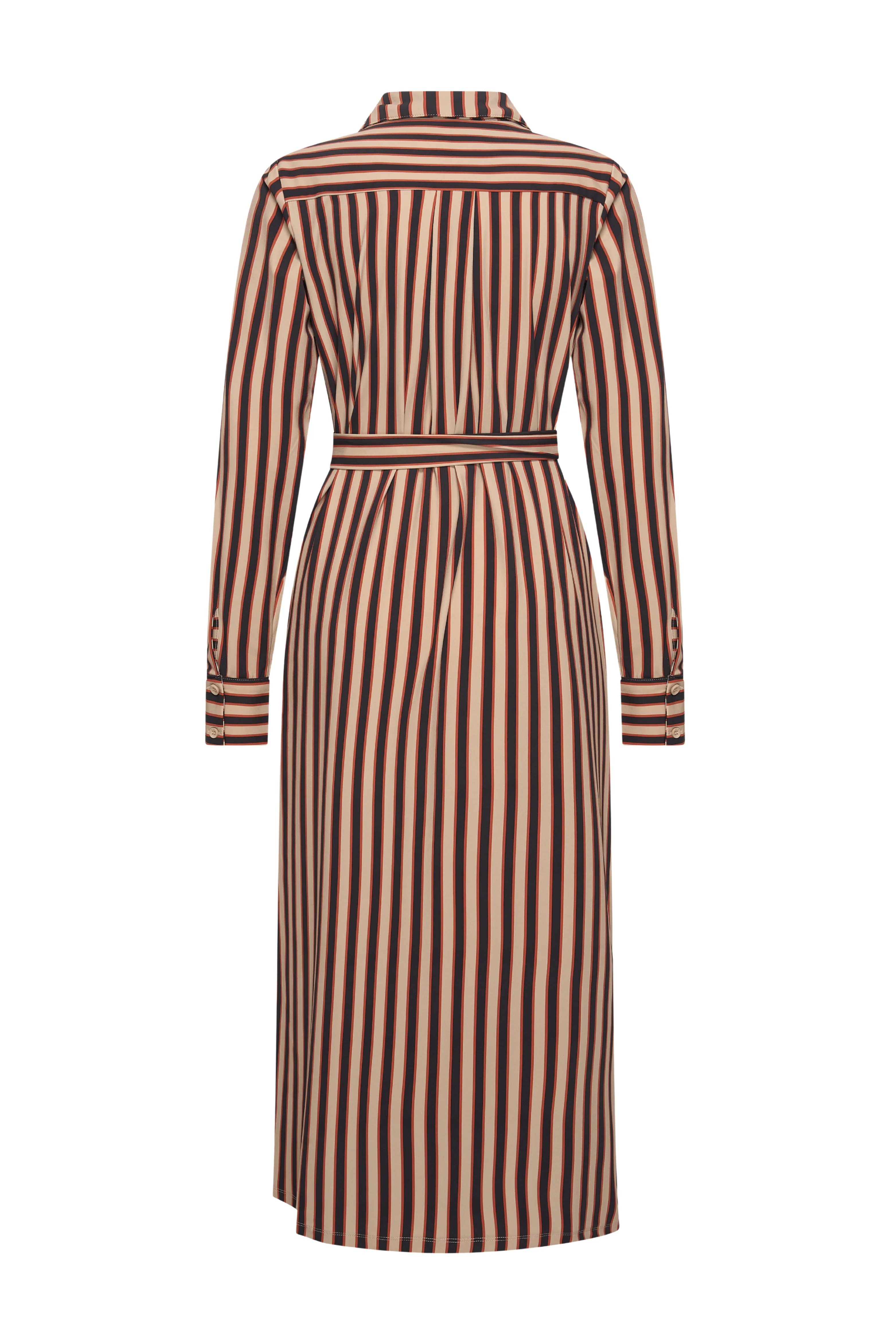 Travel Jurk Stripe Print Espresso Latte 202710 - Image 3