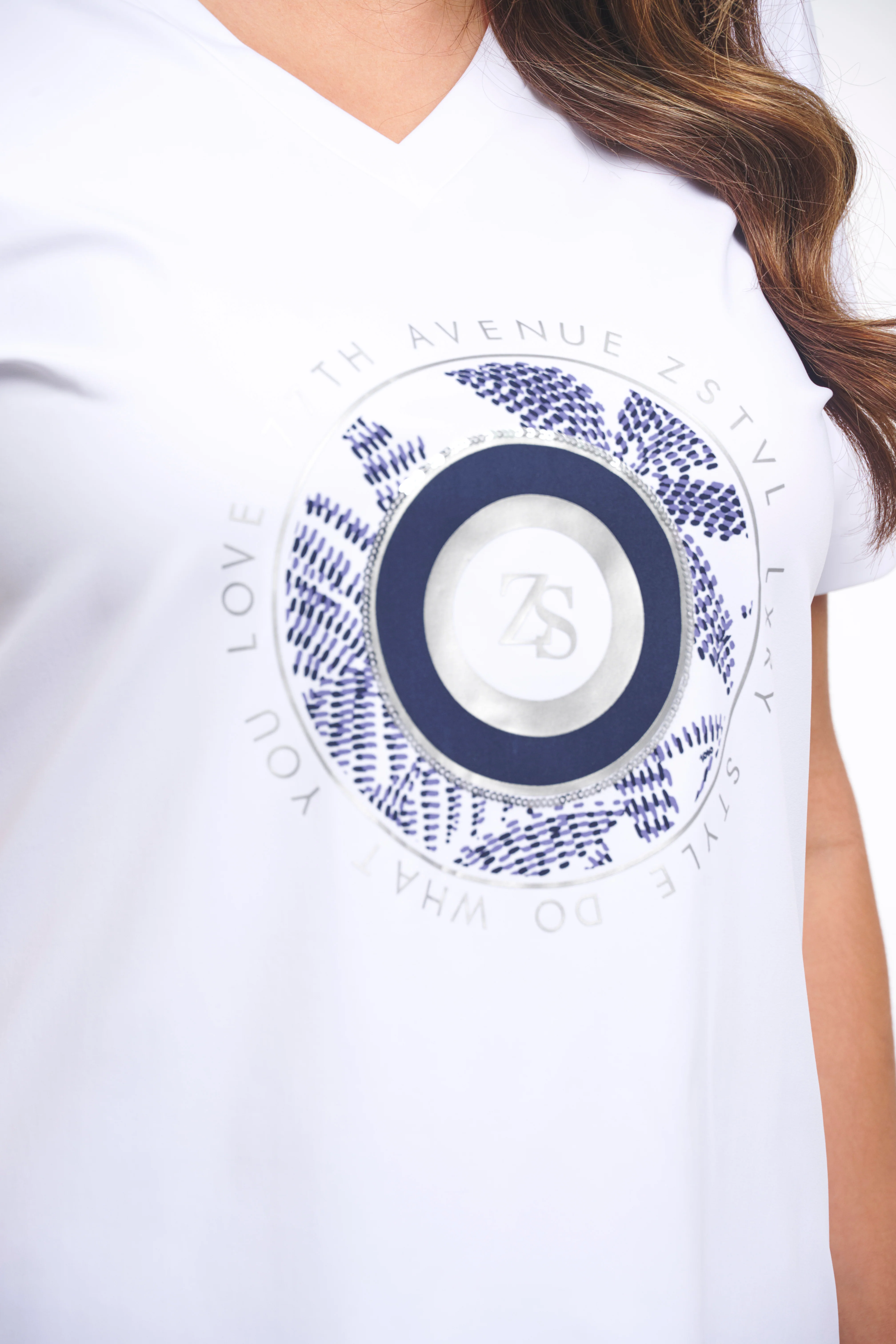 Travel T-Shirt Jessy White Navy 262 - Image 9