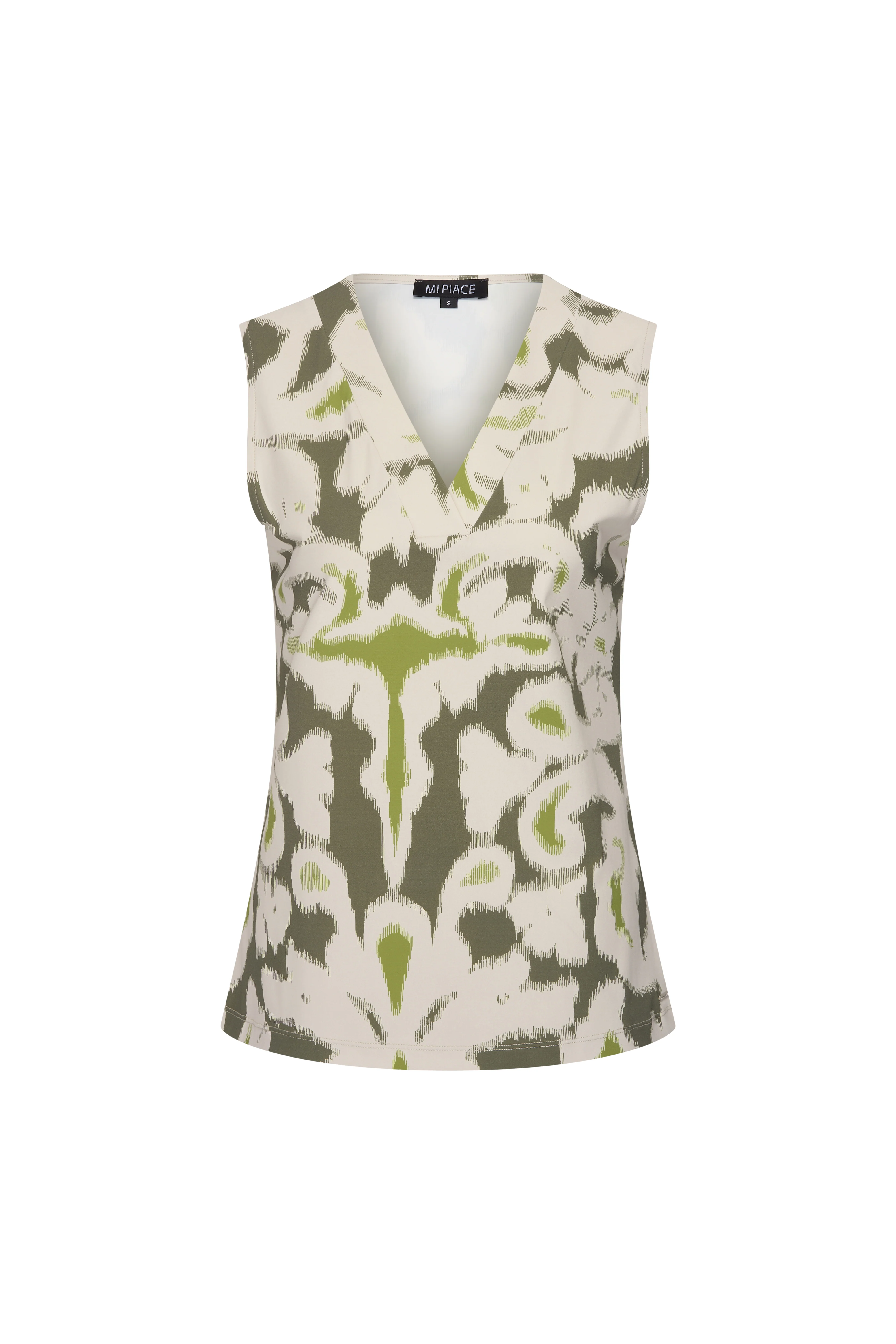 Travel Top Ikat Ornaments Print Olive 202425