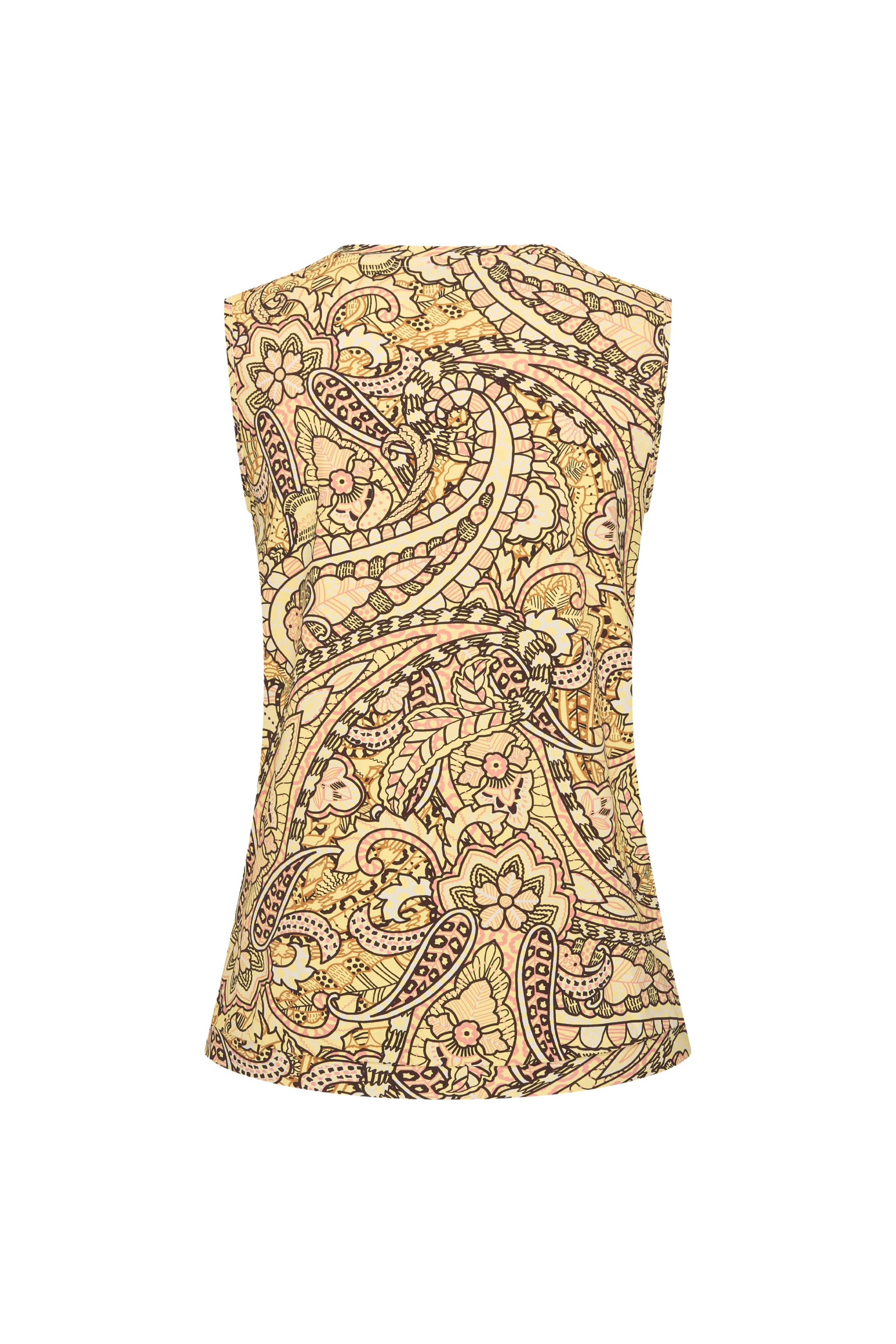 Travel Top Pleated Summer Paisley Print Lemon Yellow 202814 - Image 3