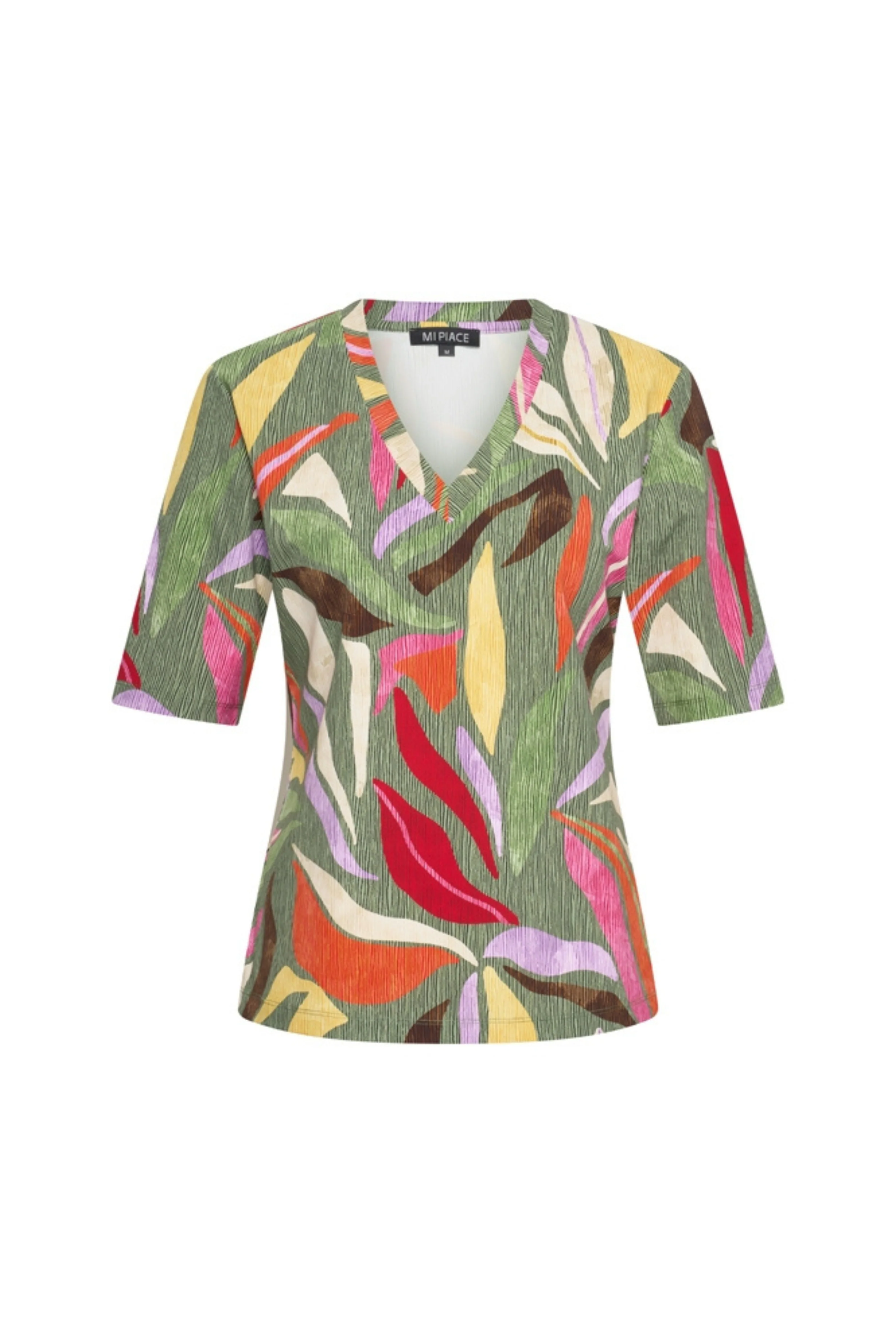 Travel Top Summer Leaf Dance Print Olive 202271 - Image 2