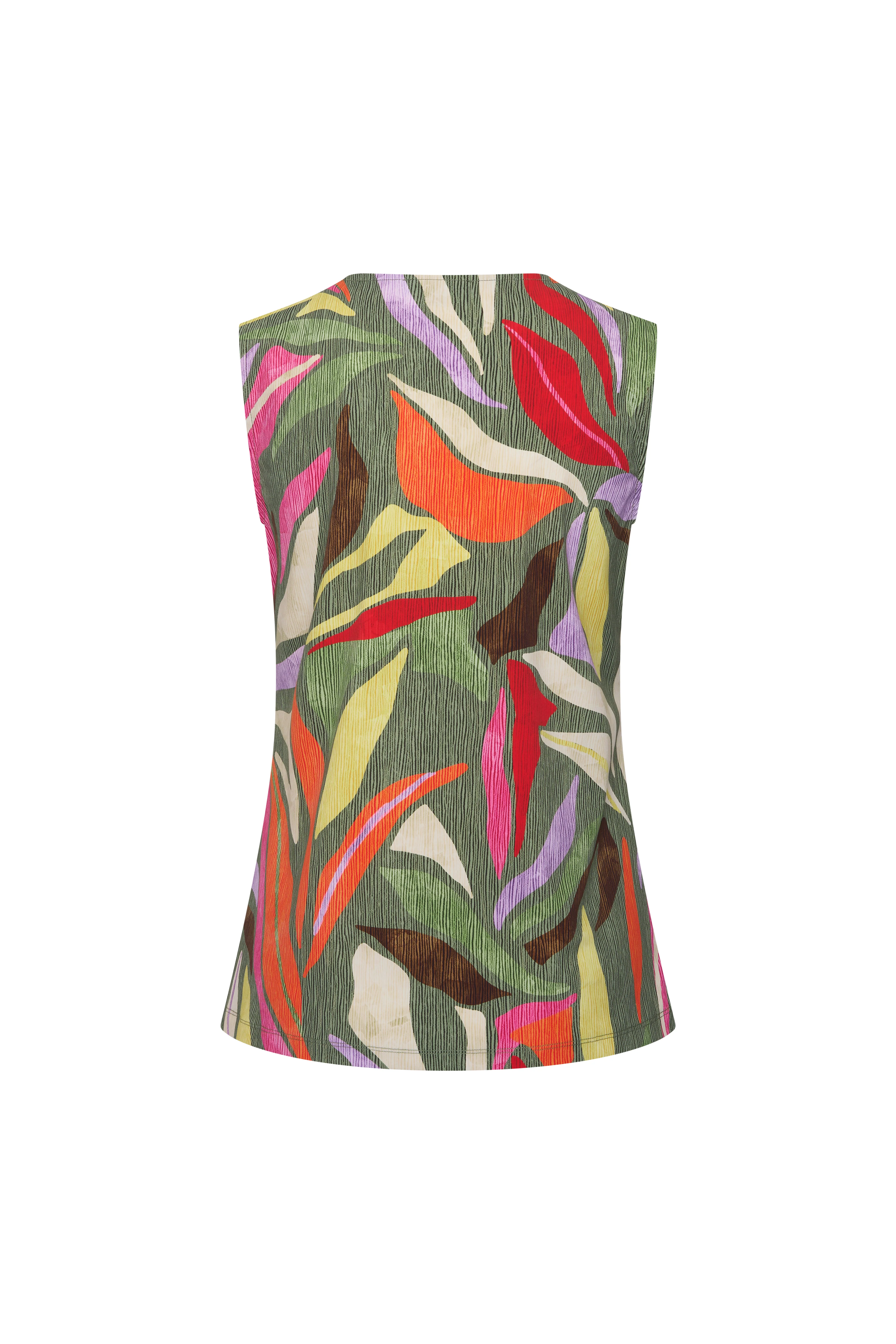 Travel Top Summer Leaf Dance Print Olive 202425 - Image 3