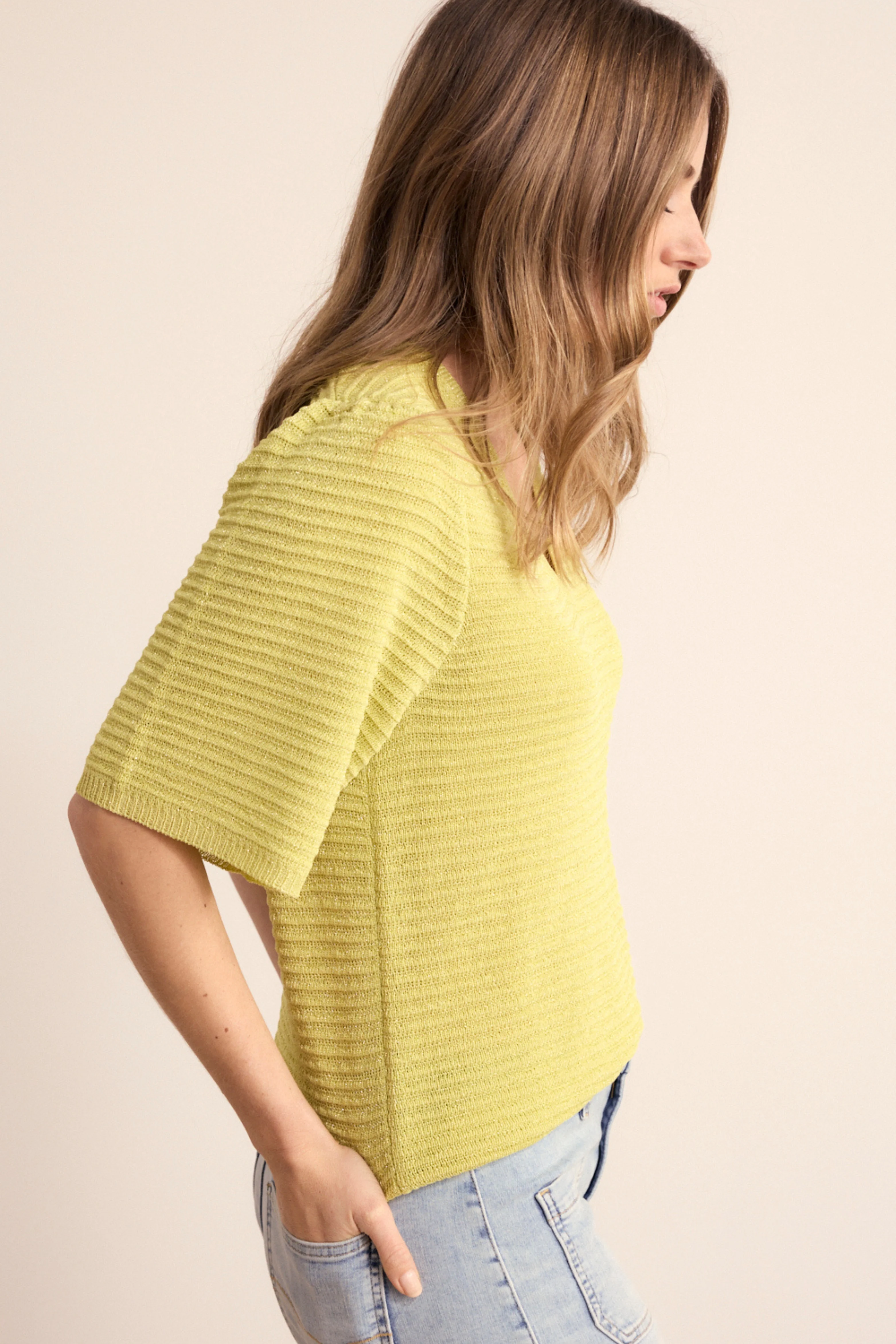 Trui V-Neck Lurex Celery Y06-19-601 2 - Image 4